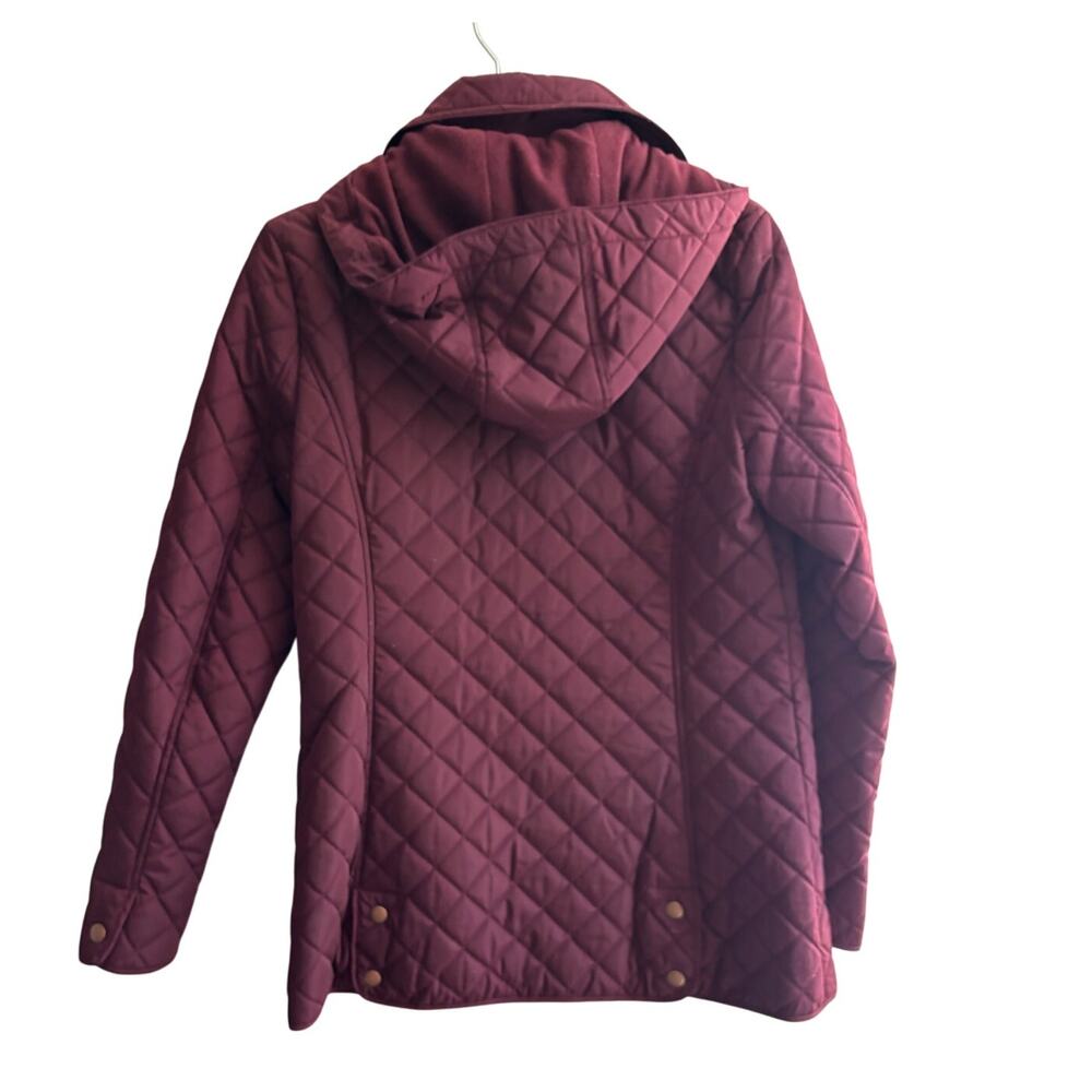 G.H.Bass & Co Medium Quilted Jacket Burgundy Wine Red Winter Coat Sz M Hood - Picture 2 of 6
